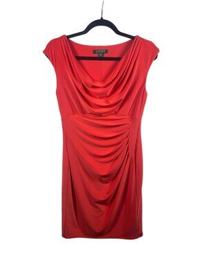 Lauren Ralph Lauren Dress Womens Party Dress Sheath Sleeveless 8P Coral Event